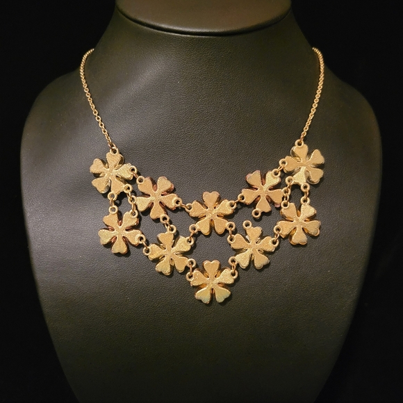 Estate Shimmer Lucite & Rhinestone Floral Necklace - Picture 4 of 5